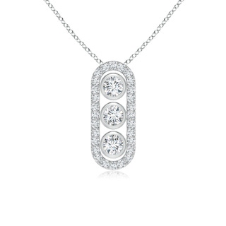 3.4mm GVS2 Three Stone Round Diamond Oval Halo Pendant in P950 Platinum