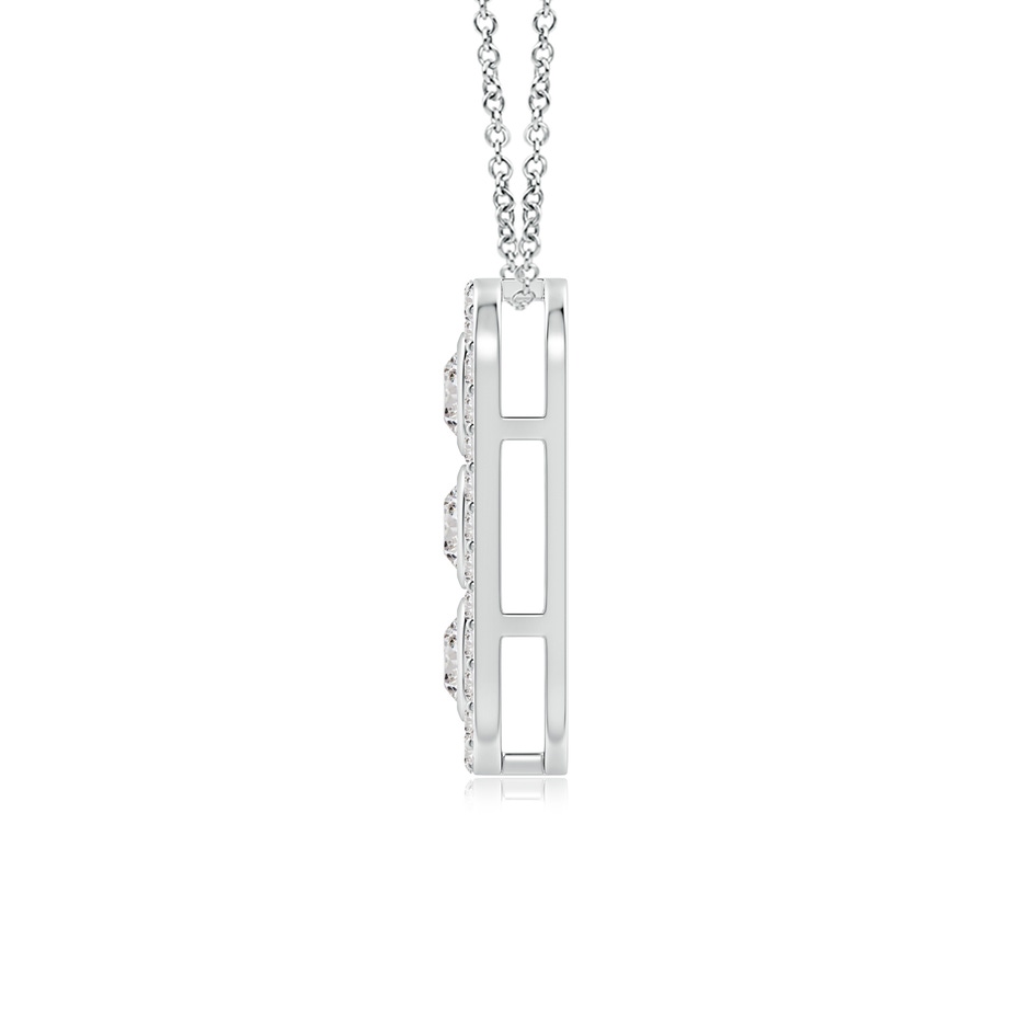 3.4mm IJI1I2 Three Stone Round Diamond Oval Halo Pendant in White Gold side-1