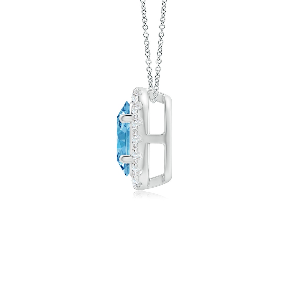 6x4mm AAAA Oval Fancy Intense Blue Diamond Halo Pendant in P950 Platinum - side 199