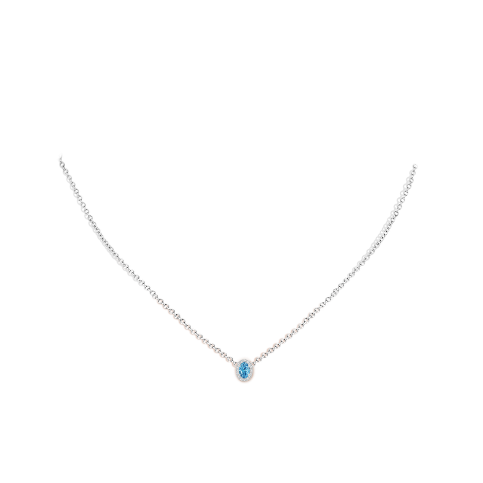 6x4mm AAAA Oval Fancy Intense Blue Diamond Halo Pendant in P950 Platinum pen