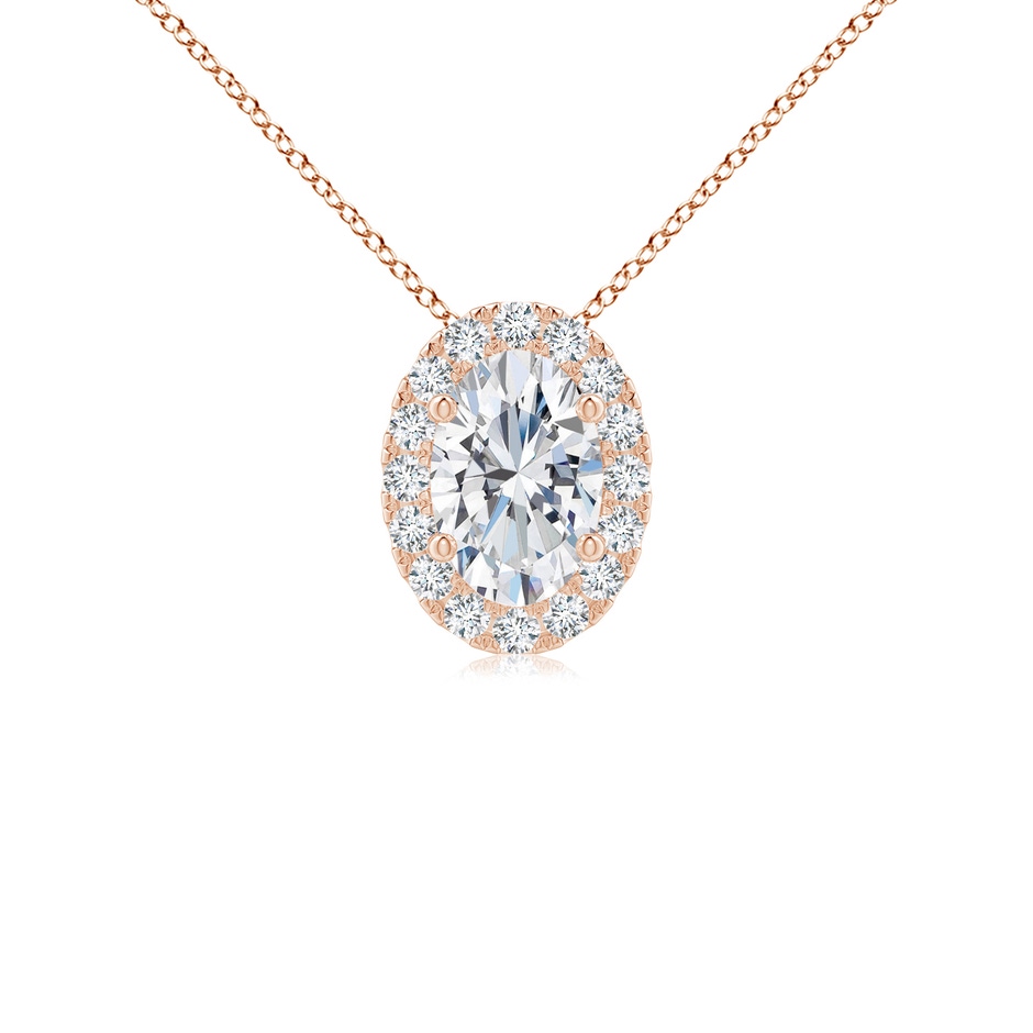 6x4mm GVS2 Oval Diamond Halo Pendant in Rose Gold 