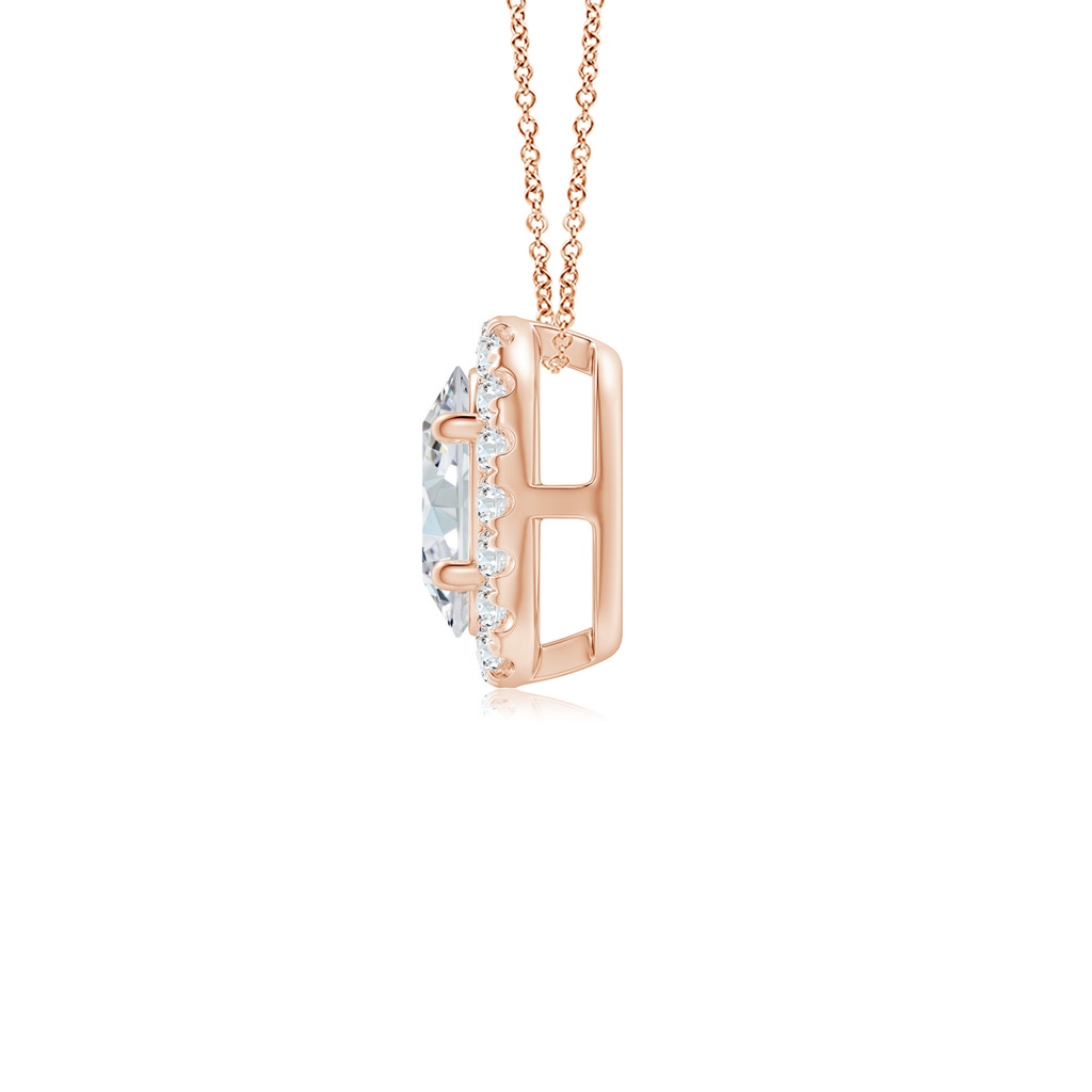 6x4mm GVS2 Oval Diamond Halo Pendant in Rose Gold - side 199