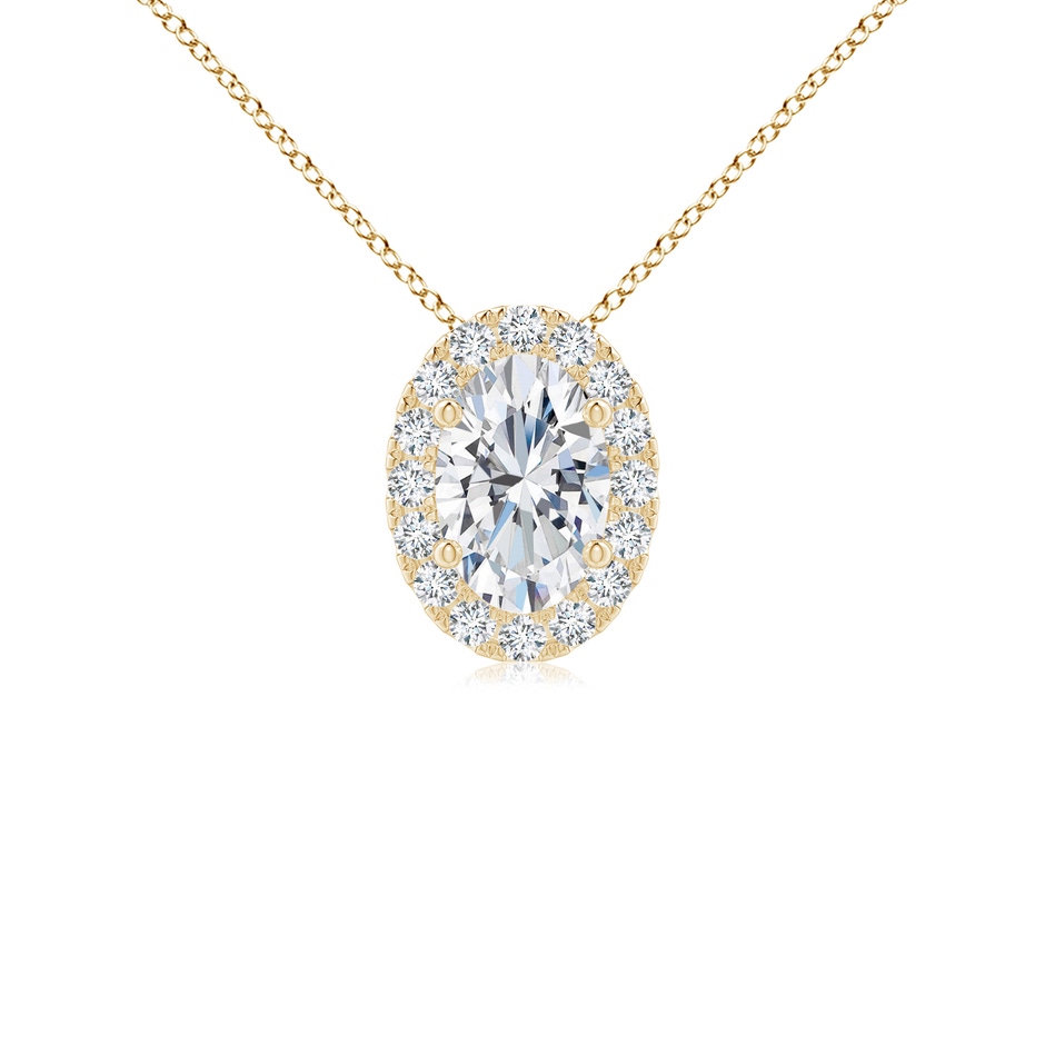 6x4mm GVS2 Oval Diamond Halo Pendant in Yellow Gold 