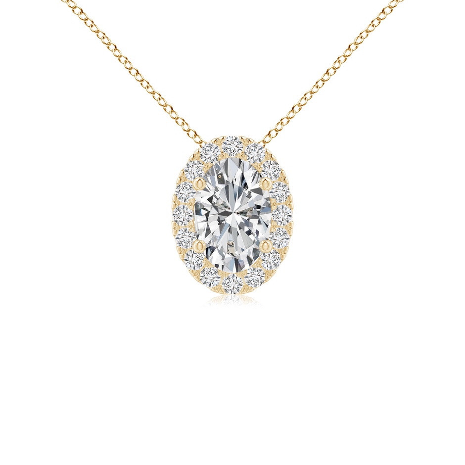 6x4mm HSI2 Oval Diamond Halo Pendant in Yellow Gold 