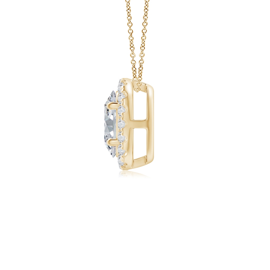 6x4mm HSI2 Oval Diamond Halo Pendant in Yellow Gold - side 199