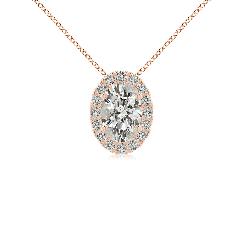 6x4mm KI3 Oval Diamond Halo Pendant in 10K Rose Gold 
