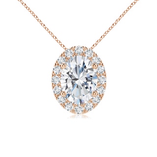 7.7x5.7mm GVS2 Oval Diamond Halo Pendant in 9K Rose Gold