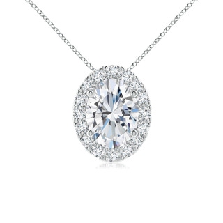 7.7x5.7mm GVS2 Oval Diamond Halo Pendant in P950 Platinum