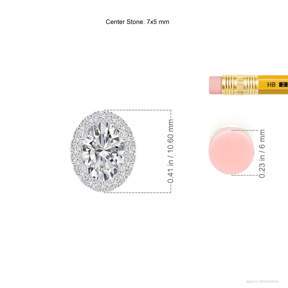 7x5mm HSI2 Oval Diamond Halo Pendant in P950 Platinum ruler