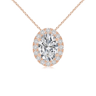 7x5mm HSI2 Oval Diamond Halo Pendant in Rose Gold