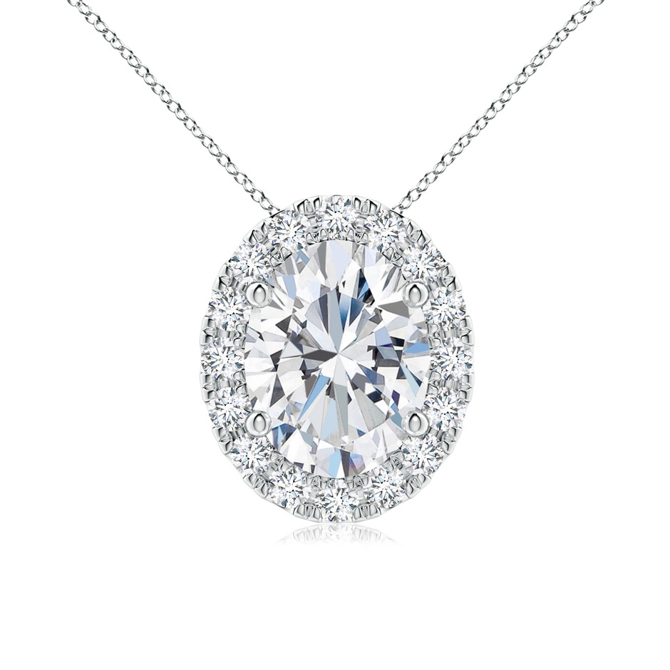8.5x6.5mm GVS2 Oval Diamond Halo Pendant in P950 Platinum 