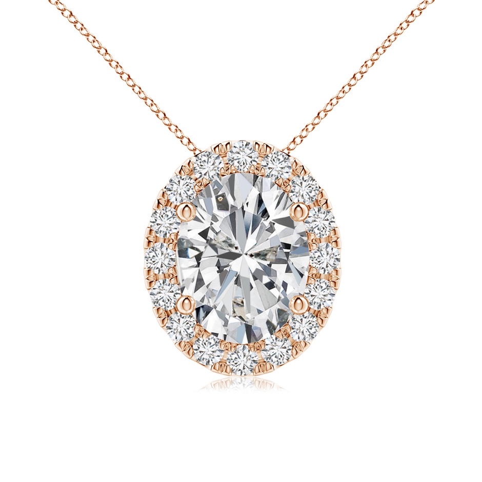 8.5x6.5mm HSI2 Oval Diamond Halo Pendant in Rose Gold 