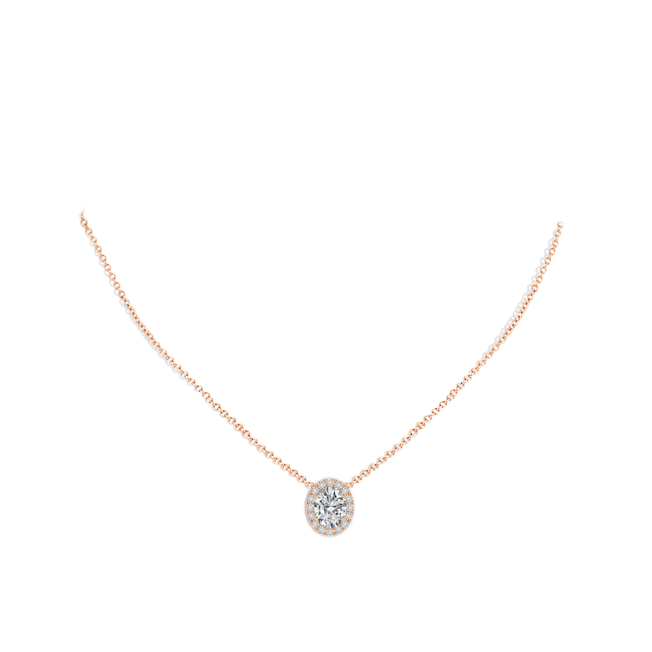 8.5x6.5mm HSI2 Oval Diamond Halo Pendant in Rose Gold pen