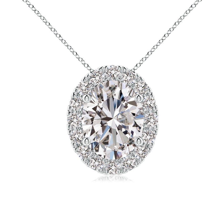 8.5x6.5mm IJI1I2 Oval Diamond Halo Pendant in P950 Platinum 