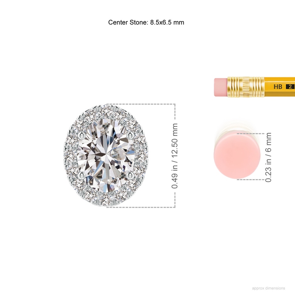 8.5x6.5mm IJI1I2 Oval Diamond Halo Pendant in P950 Platinum ruler