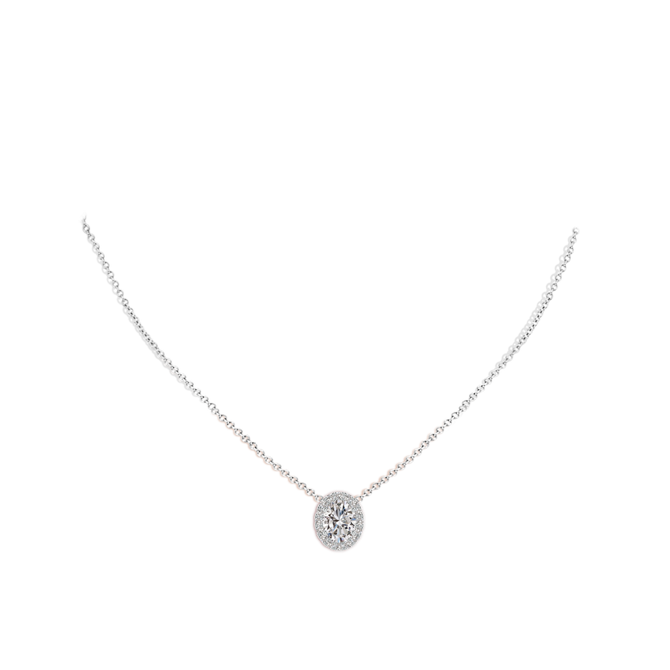 8.5x6.5mm IJI1I2 Oval Diamond Halo Pendant in P950 Platinum pen