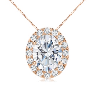 9x7mm GVS2 Oval Diamond Halo Pendant in Rose Gold