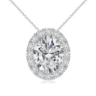 9x7mm HSI2 Oval Diamond Halo Pendant in P950 Platinum