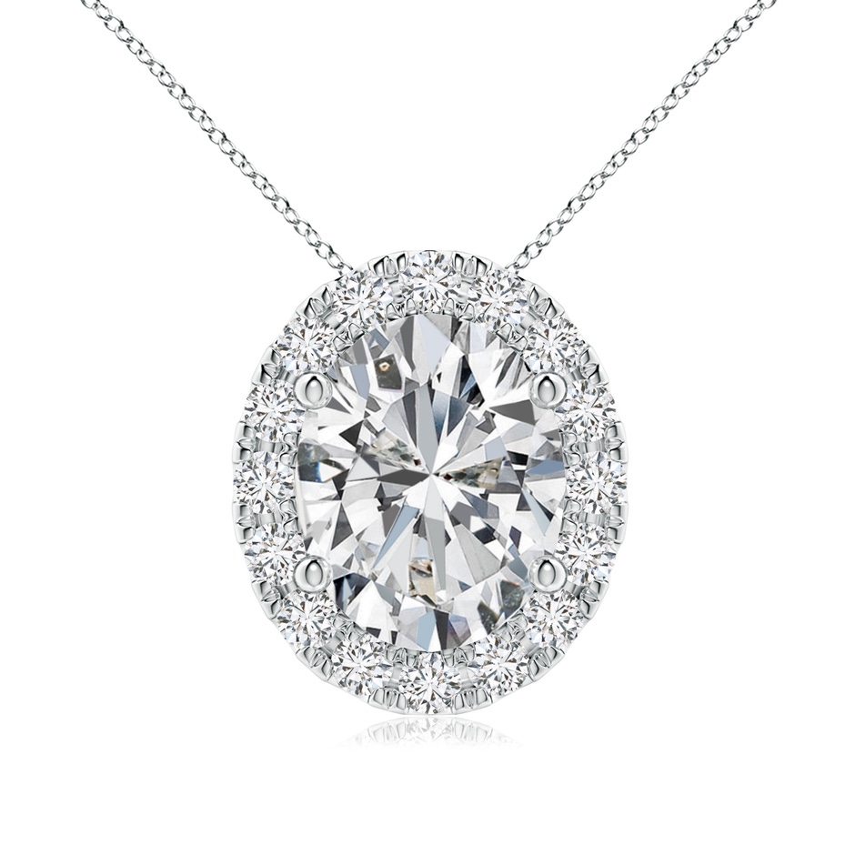 9x7mm HSI2 Oval Diamond Halo Pendant in P950 Platinum 