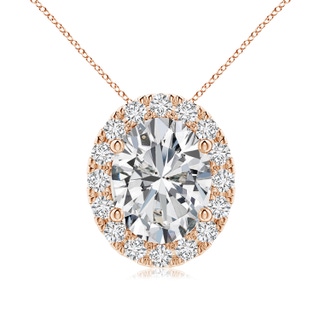 9x7mm HSI2 Oval Diamond Halo Pendant in Rose Gold