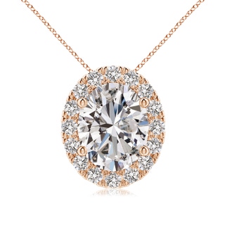 9x7mm IJI1I2 Oval Diamond Halo Pendant in 10K Rose Gold