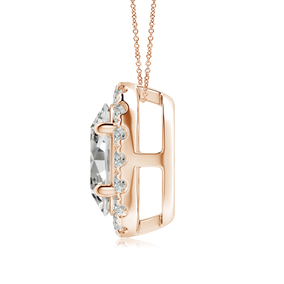 9x7mm KI3 Oval Diamond Halo Pendant in Rose Gold side 199