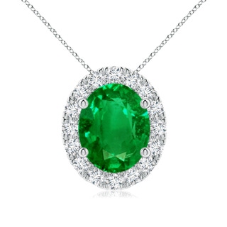 10x8mm AAAA Oval Emerald Halo Pendant in P950 Platinum