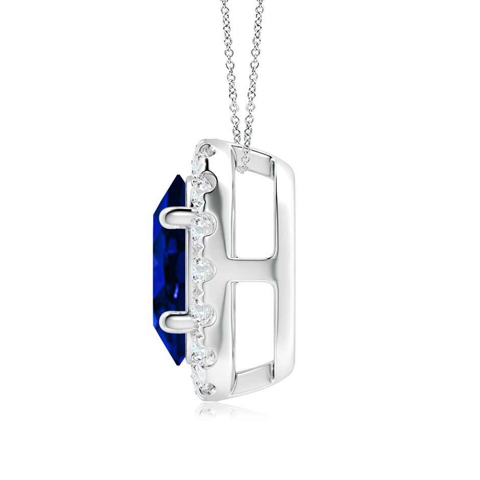10x8mm Lab-Grown Oval Blue Sapphire Halo Pendant in White Gold side 199