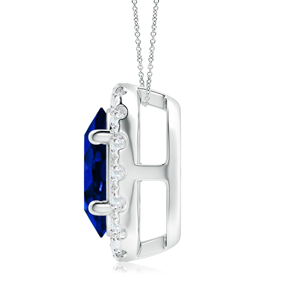 12x10mm Lab-Grown Oval Blue Sapphire Halo Pendant in P950 Platinum side 199