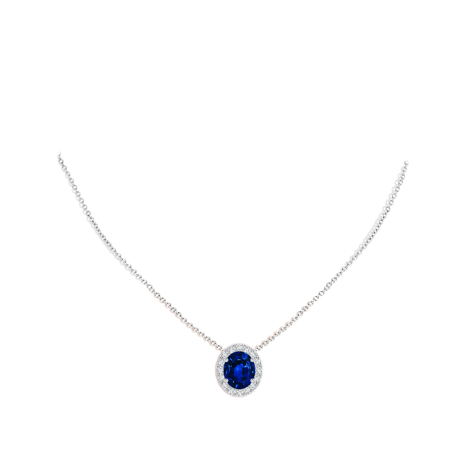 12x10mm Lab-Grown Oval Blue Sapphire Halo Pendant in P950 Platinum pen