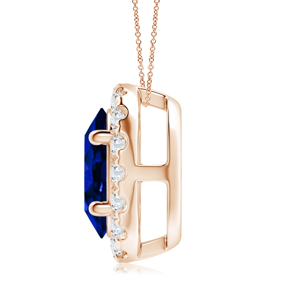 12x10mm Lab-Grown Oval Blue Sapphire Halo Pendant in Rose Gold side 199