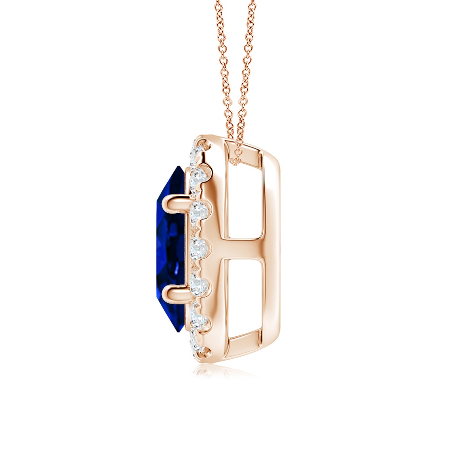 9x7mm Lab-Grown Oval Blue Sapphire Halo Pendant in Rose Gold side 199