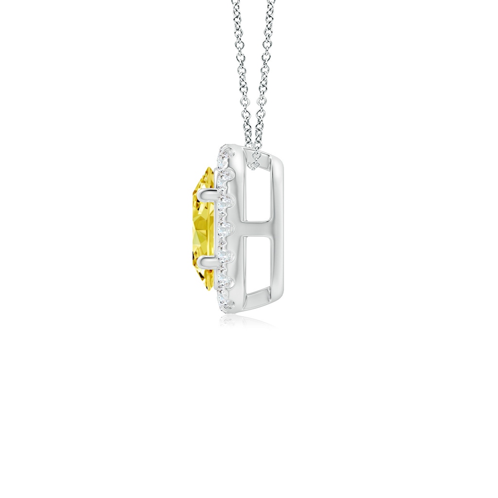 6x4mm AAAA Oval Fancy Intense Yellow Diamond Halo Pendant in P950 Platinum - side 199