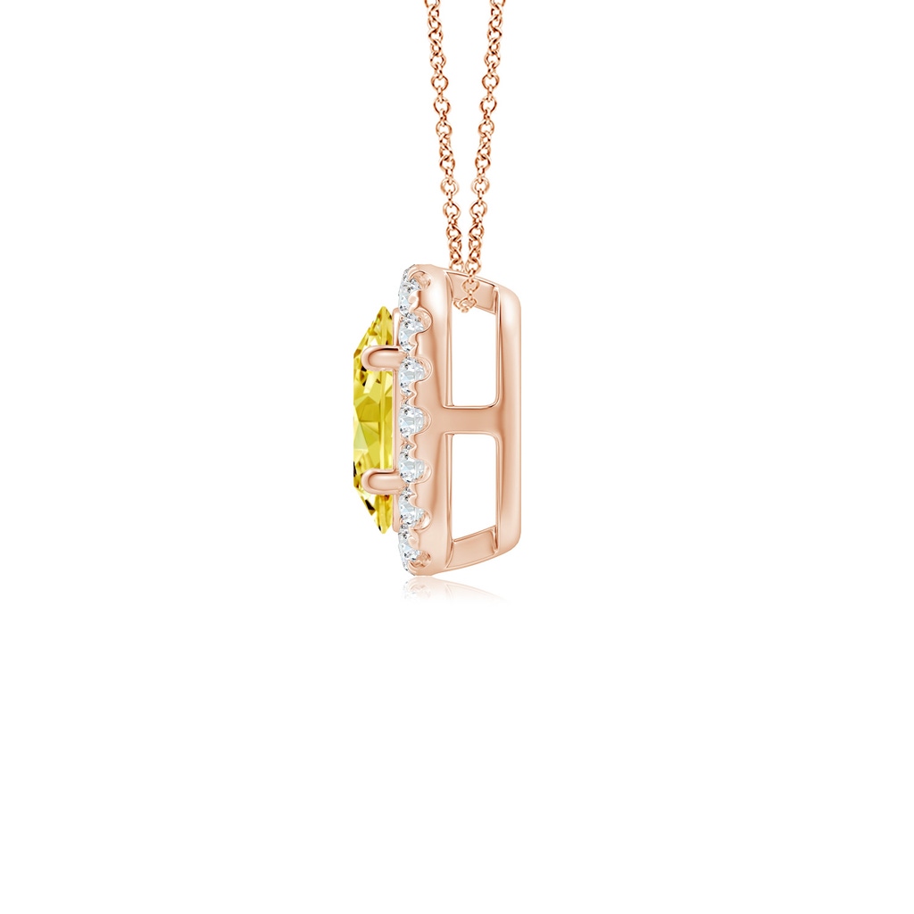 6x4mm AAAA Oval Fancy Intense Yellow Diamond Halo Pendant in Rose Gold - side 199