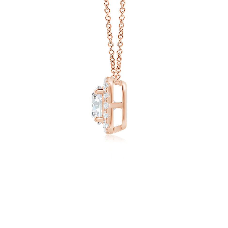 5.5mm GVS2 Round Diamond Cushion Halo Pendant in Rose Gold side-1