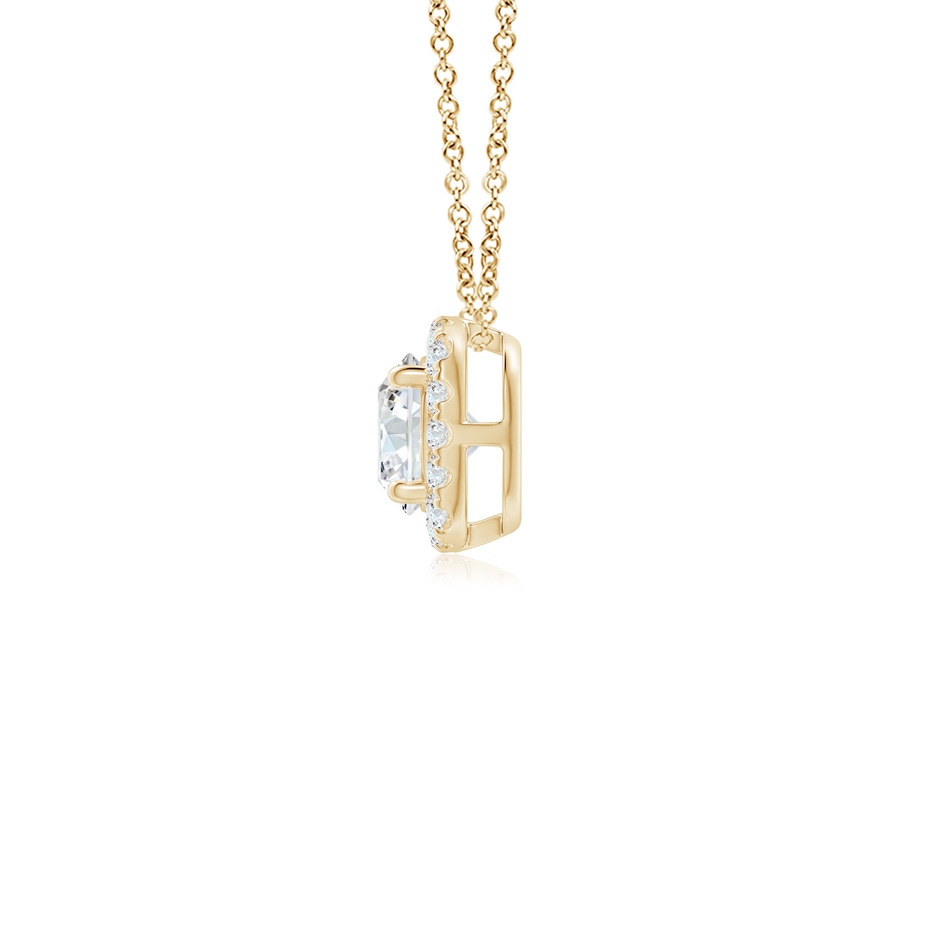 5.5mm GVS2 Round Diamond Cushion Halo Pendant in Yellow Gold side-1