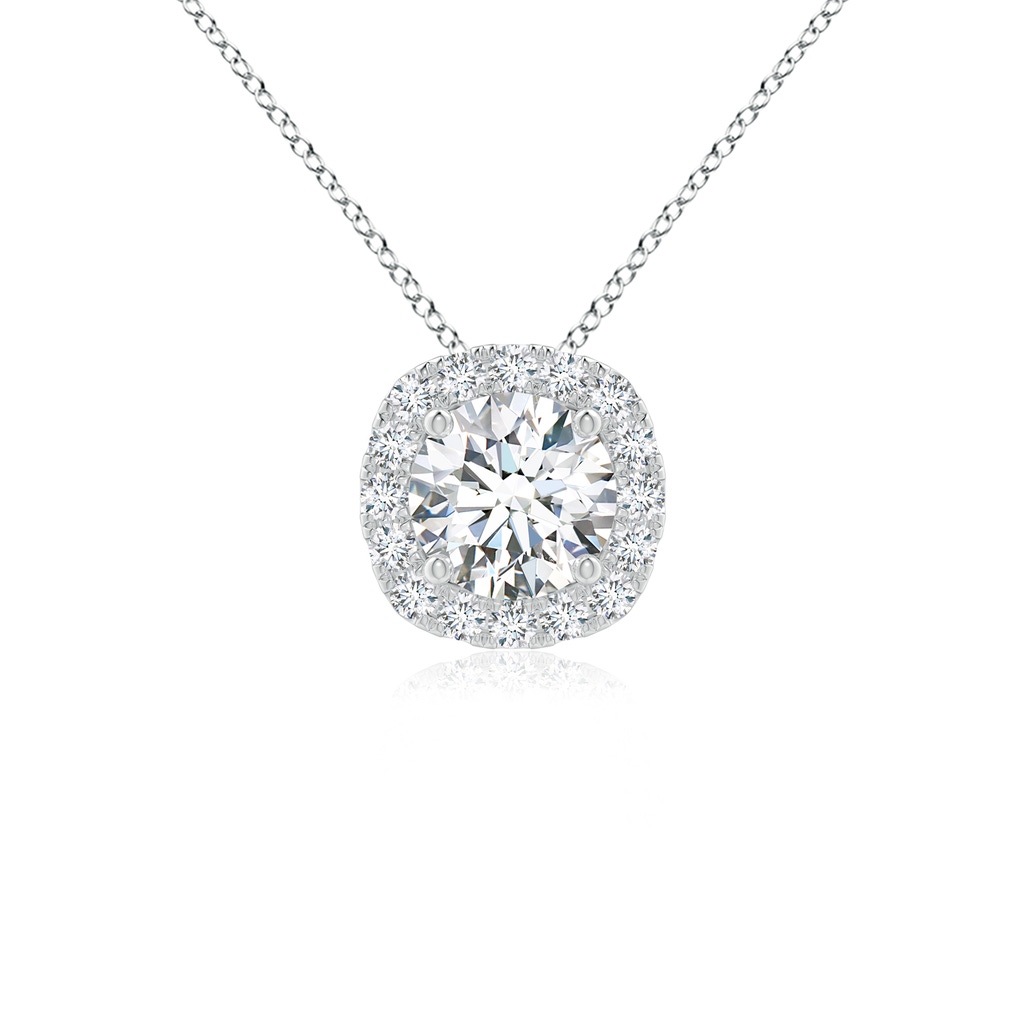 6.5mm GVS2 Round Diamond Cushion Halo Pendant in P950 Platinum