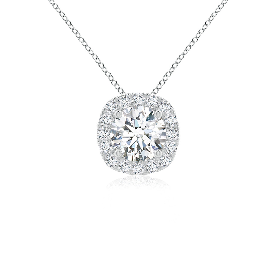 6.5mm GVS2 Round Diamond Cushion Halo Pendant in White Gold 