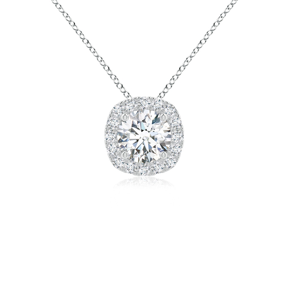 6mm GVS2 Round Diamond Cushion Halo Pendant in White Gold 