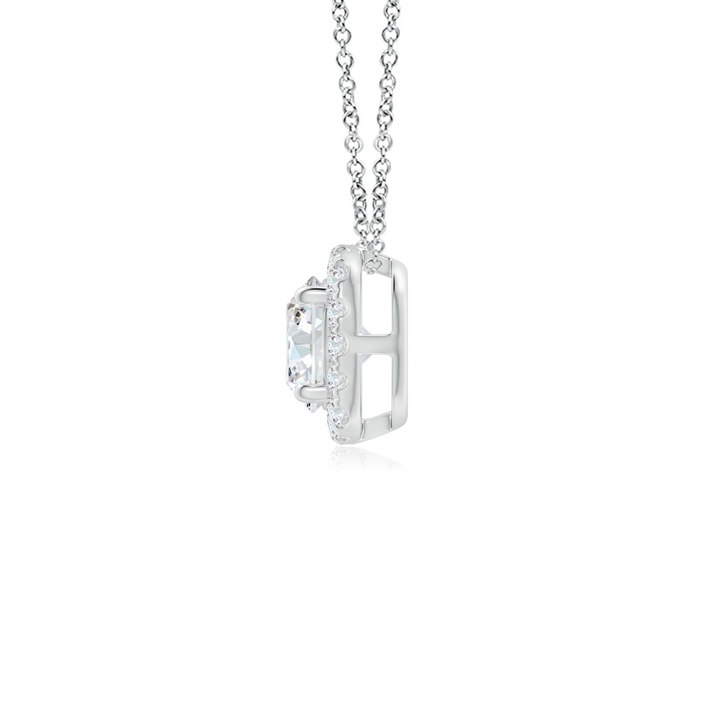 6mm GVS2 Round Diamond Cushion Halo Pendant in White Gold - side_1