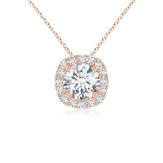 7.2mm GVS2 Round Diamond Cushion Halo Pendant in Rose Gold