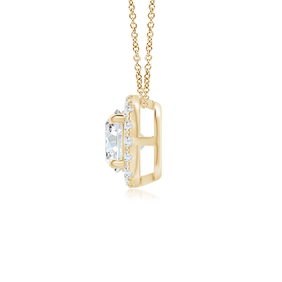 7.2mm GVS2 Round Diamond Cushion Halo Pendant in Yellow Gold side-1