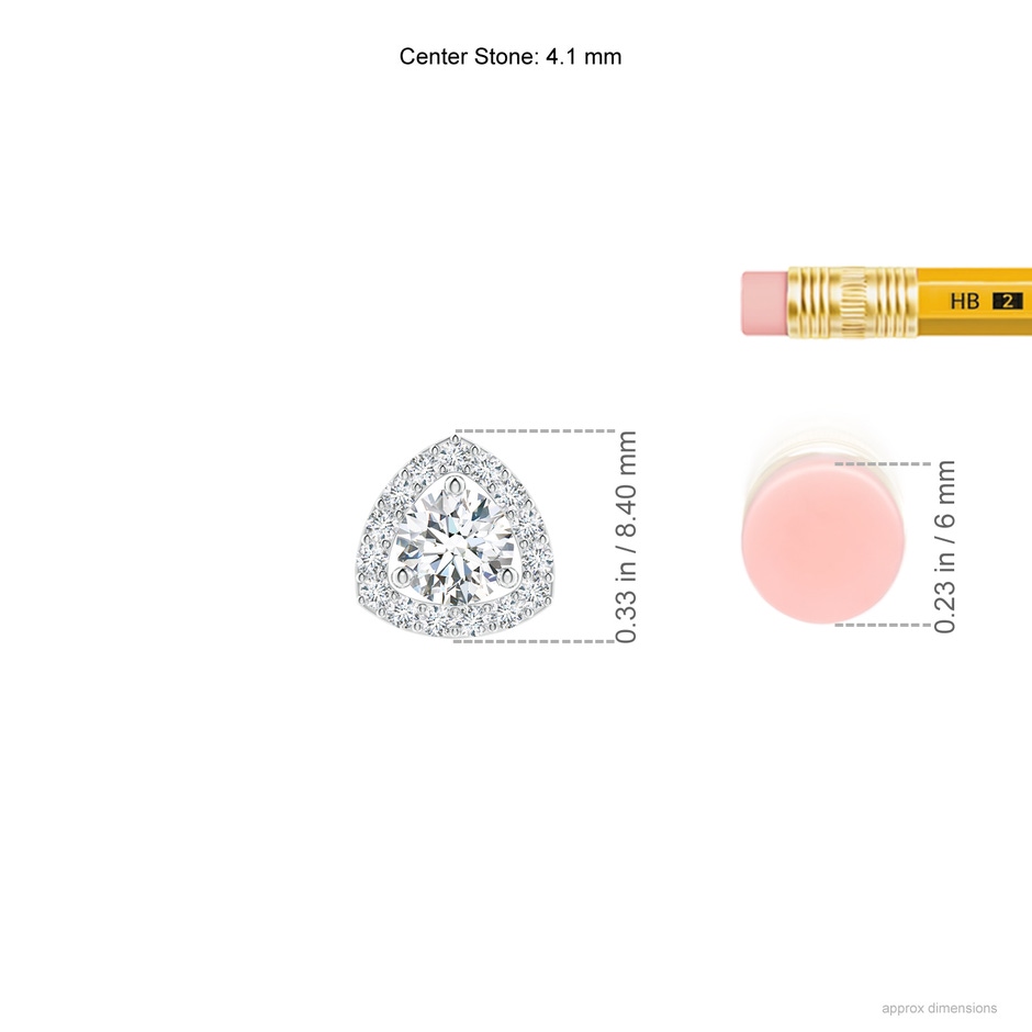4.1mm GVS2 Round Diamond Trillion Halo Pendant in White Gold ruler