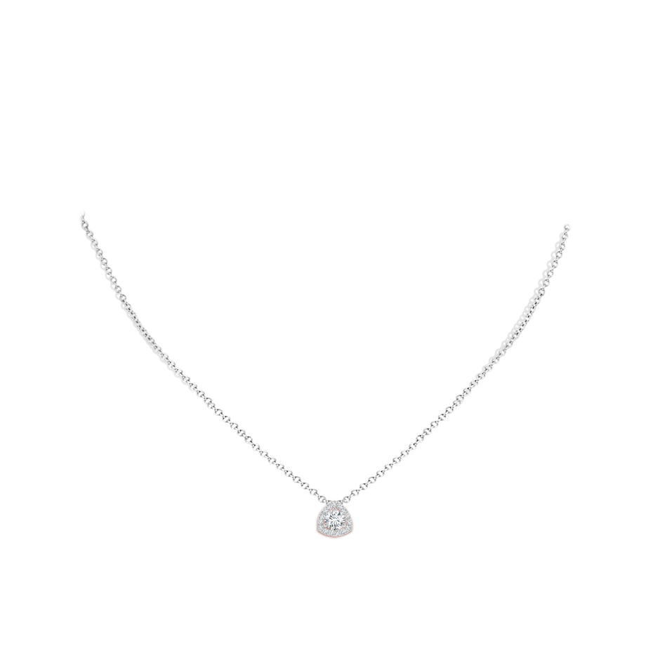 4.1mm GVS2 Round Diamond Trillion Halo Pendant in White Gold body-neck