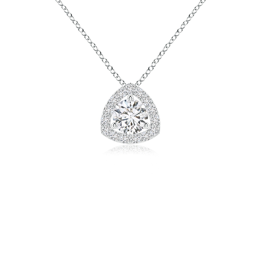 4.1mm HSI2 Round Diamond Trillion Halo Pendant in White Gold
