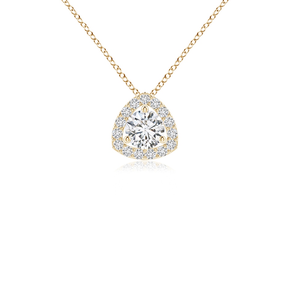 4.1mm HSI2 Round Diamond Trillion Halo Pendant in Yellow Gold 