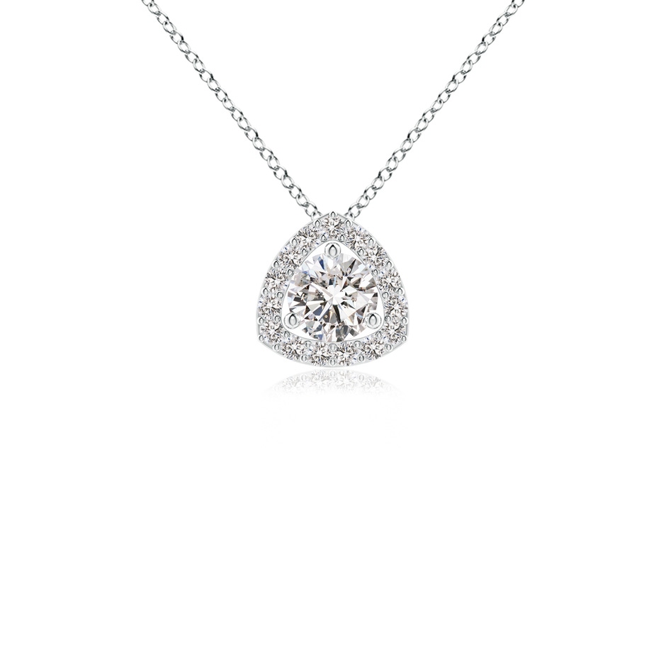 4.1mm IJI1I2 Round Diamond Trillion Halo Pendant in White Gold 