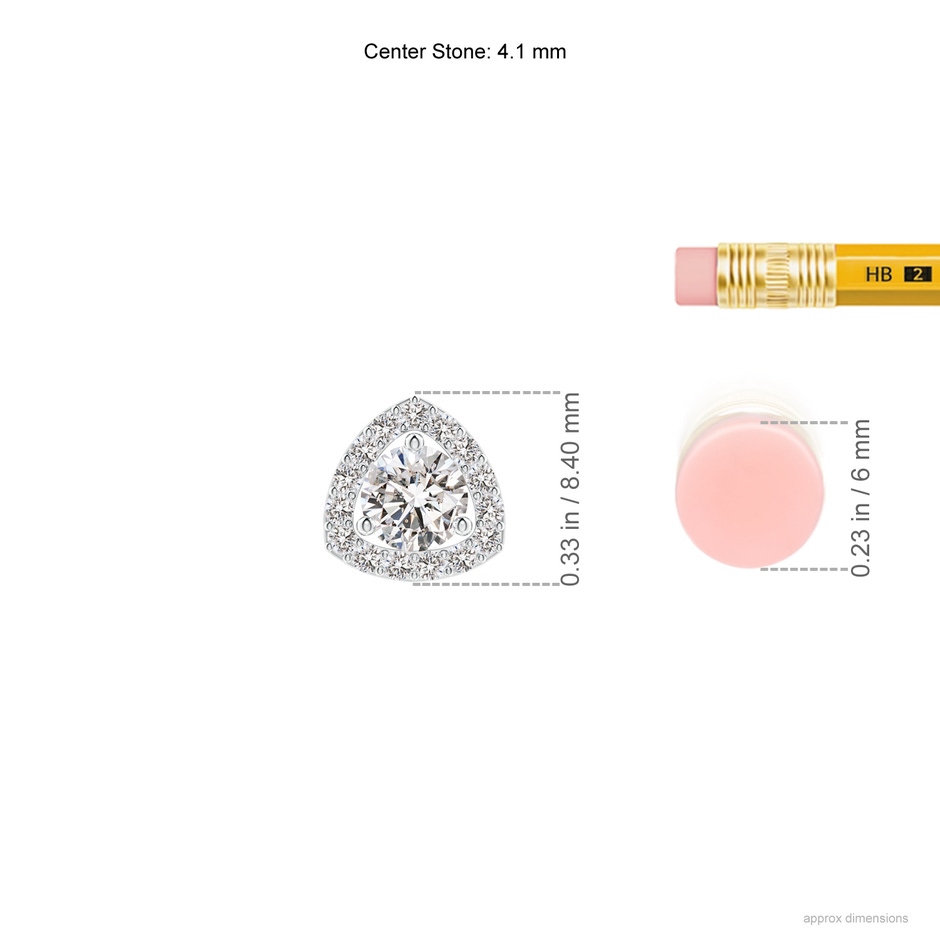 4.1mm IJI1I2 Round Diamond Trillion Halo Pendant in White Gold ruler