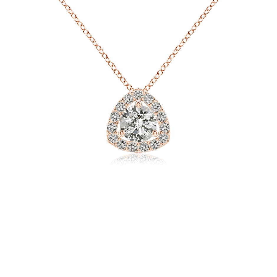 4.1mm KI3 Round Diamond Trillion Halo Pendant in Rose Gold 