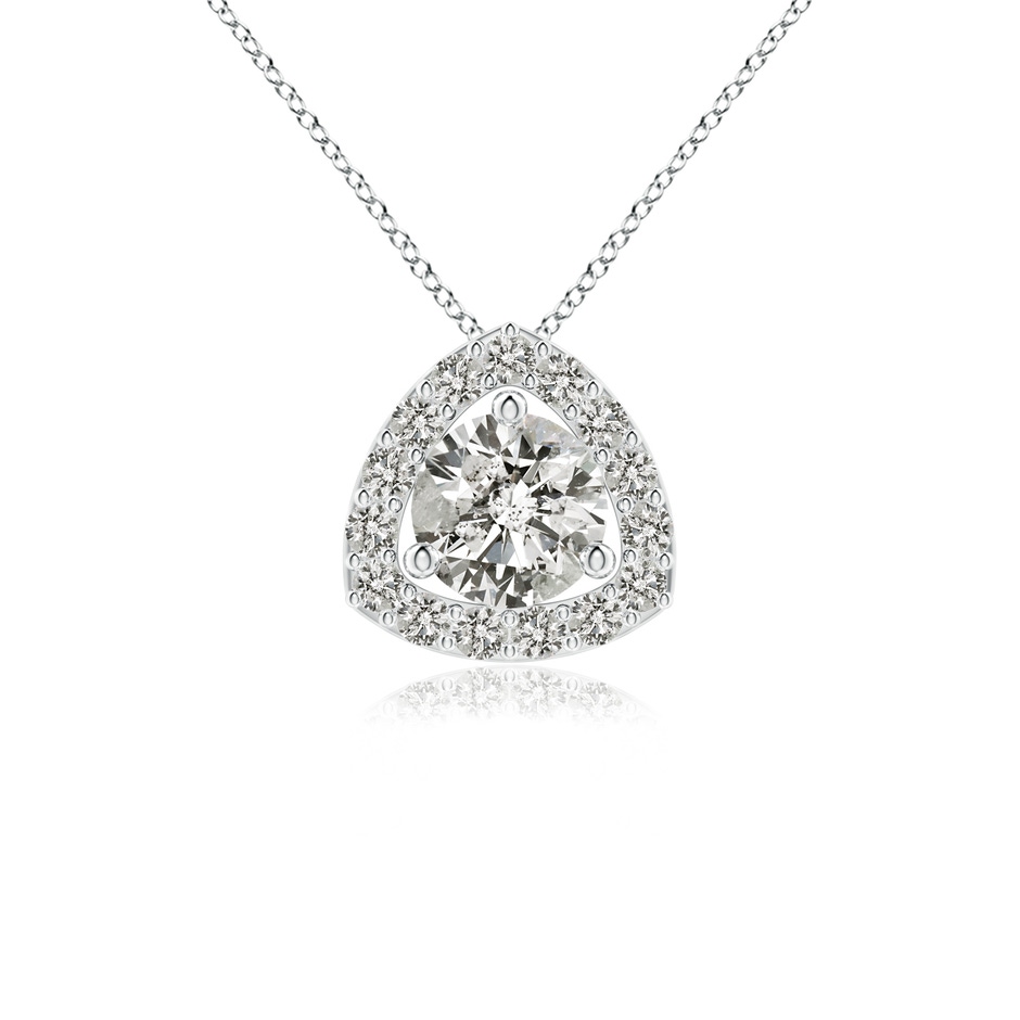 5.7mm KI3 Round Diamond Trillion Halo Pendant in White Gold 